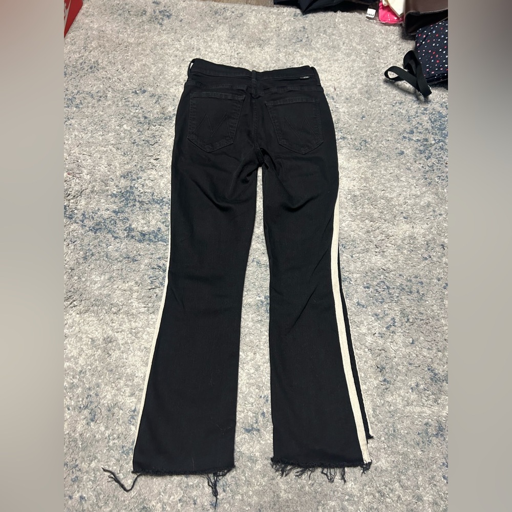 Mother Insider Crop Step Fray Jean In Guilty Racer Black 26 - Picture 3 of 7